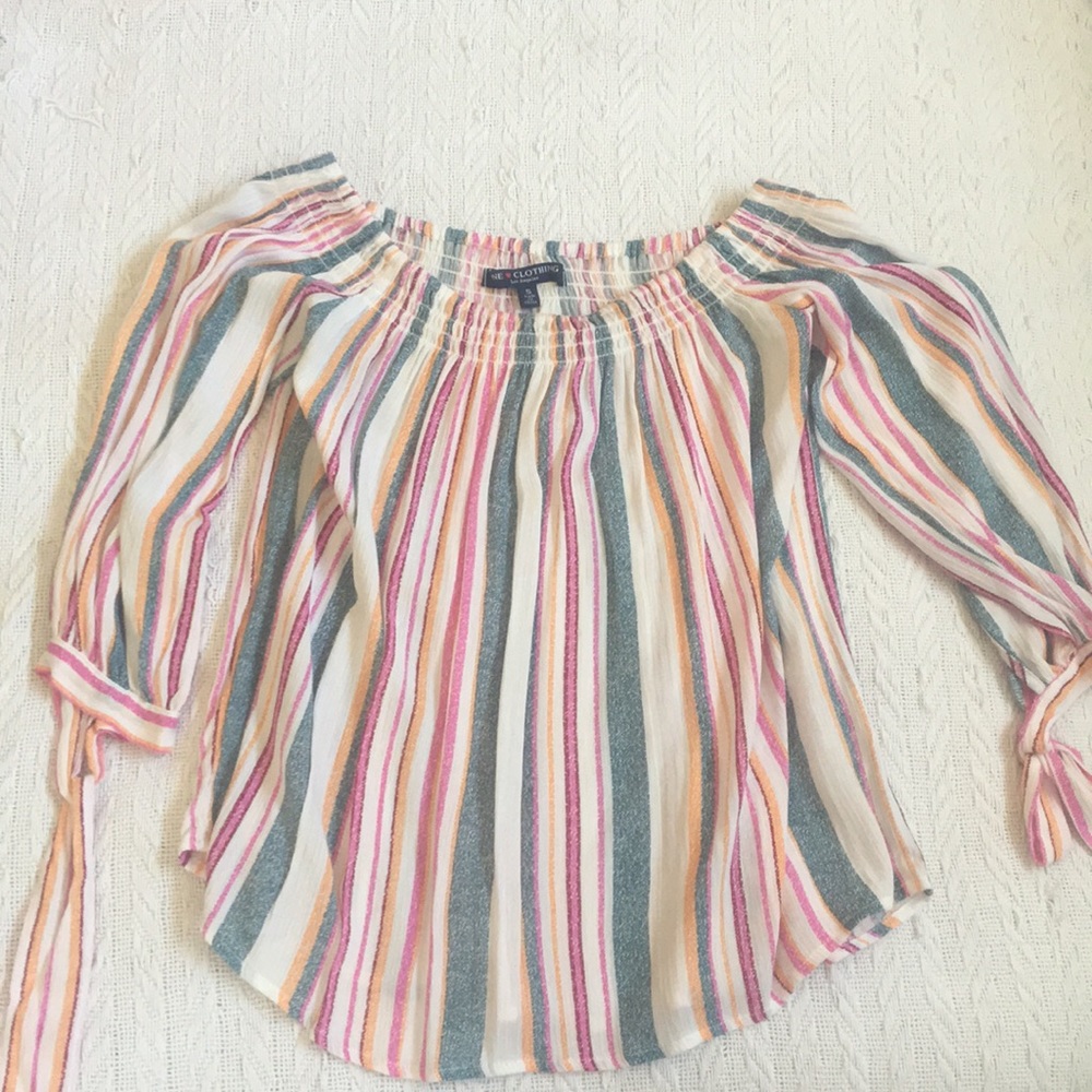 Off the shoulder colorful pastel blouse